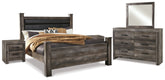 Hoover Furniture Outlet - Ashley Furniture - Wynnlow King Poster Bed, Dresser, Mirror and 2 Nightstands - King Poster Bed, Dresser, Mirror and 2 Nightstands - B440B35